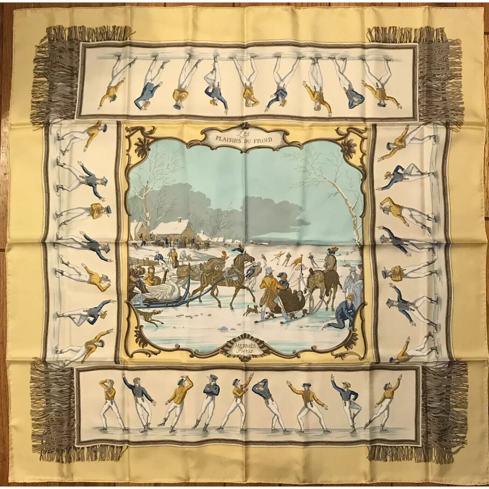 Hermes Vintage Silk Scarf Plaisirs Du Froid Nwt